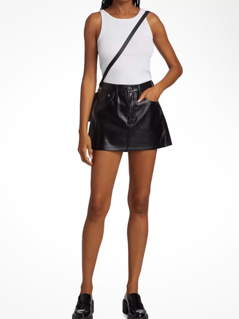 🌺AGOLDE BLACK RECYCLED LEATHER MINI SKIRT SIZE 30🌺